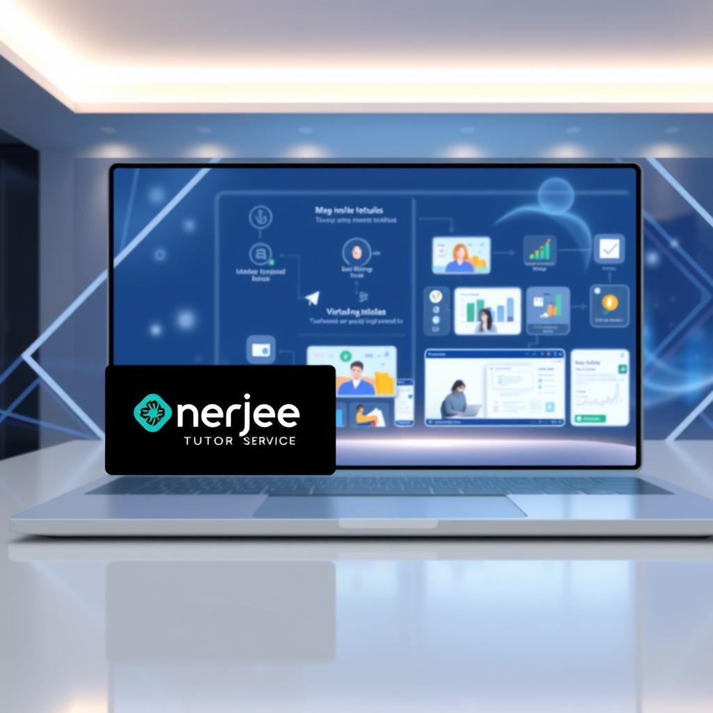 A sleek, modern online learning platform with a clean, minimalist interface. The foreground features the Enerjee Tutor Service brand prominently displayed, conveying a sense of professionalism and expertise. The middle ground showcases various learning tools and resources, such as interactive modules, video lectures, and virtual whiteboards, all designed to enhance the user experience. The background depicts a serene, technology-infused environment, with subtle geometric patterns and soft lighting, creating a calm and focused atmosphere conducive to effective online learning. The overall composition exudes a sense of streamlined efficiency, intuitive navigation, and a commitment to empowering students with personalized, engaging educational content.