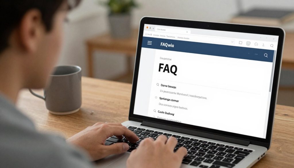 网课学习者在笔记本电脑前查看常见问题解答