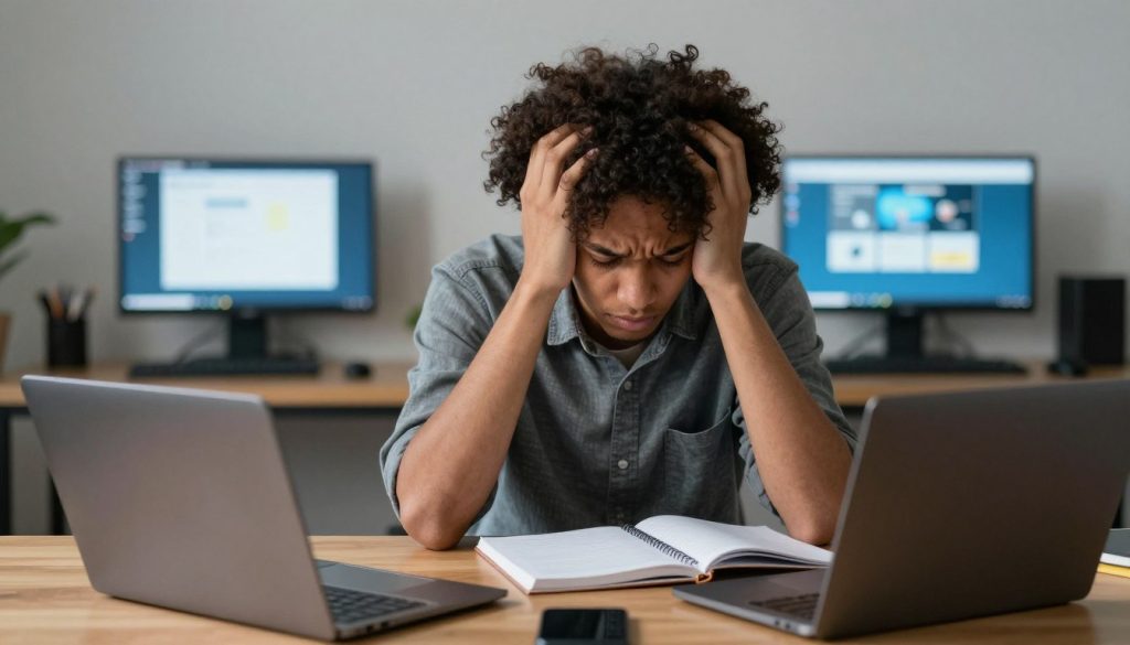 学习者面对网课挑战时的困惑表情