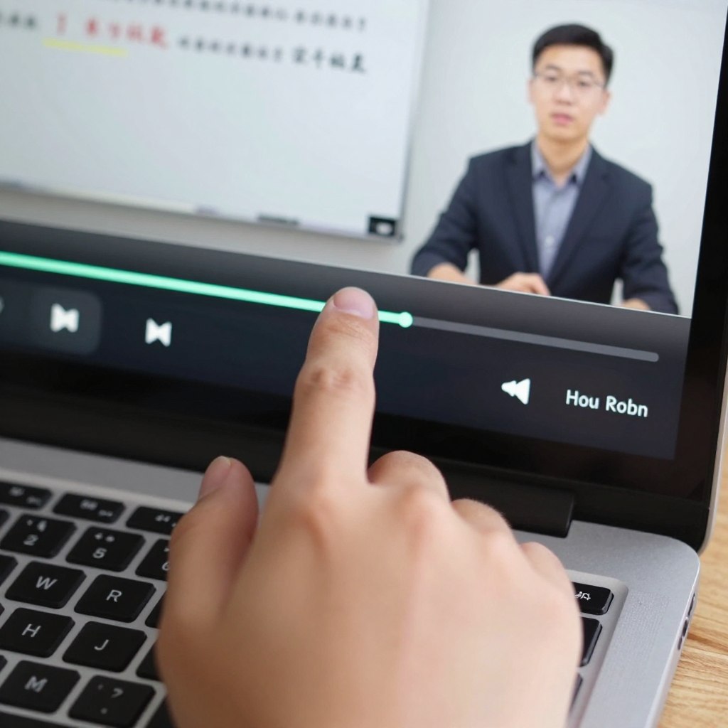 学生使用进度条控制网课播放速度，展示学习进度自主控制