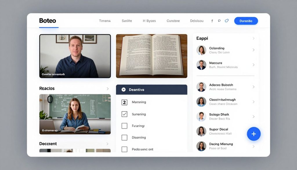 网课平台上的多元化学习内容展示，包括视频、文档、测验和讨论区